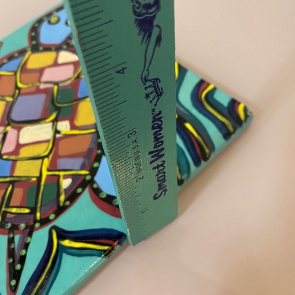 Lynda Feman Vintage Festive Turtle🐢Ceramic Trivet - Picture 11 of 16